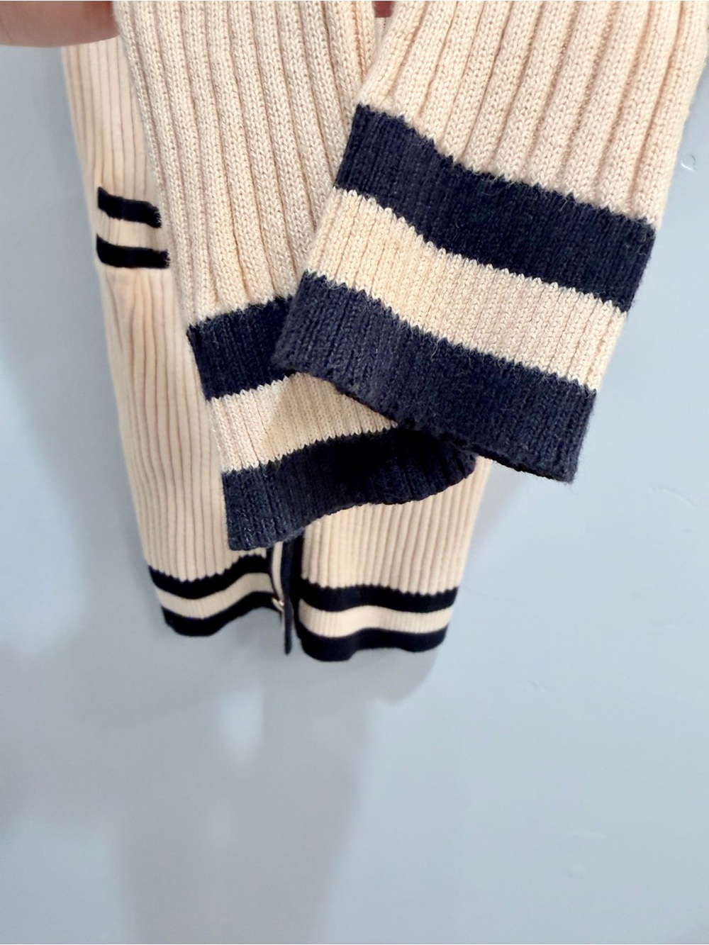 Cabi Varsity Cardigan 5458 Navy Striped Ribbed Cotton Sweater Gold Button XS - Picture 6 of 12
